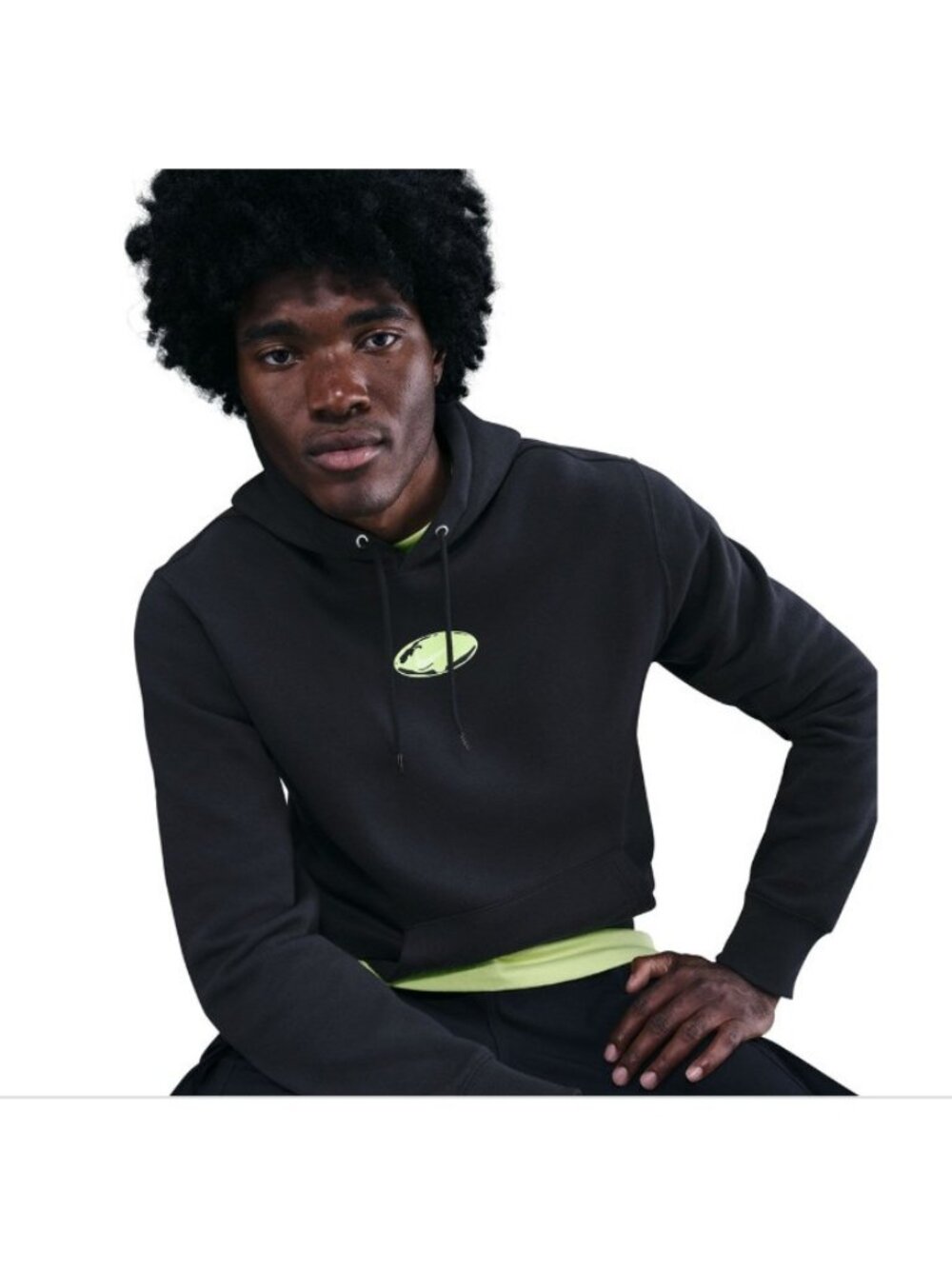 Nike Hoodie Mens Size XXL Black Sport Worldwide Graphic Fleece Logo Pullover